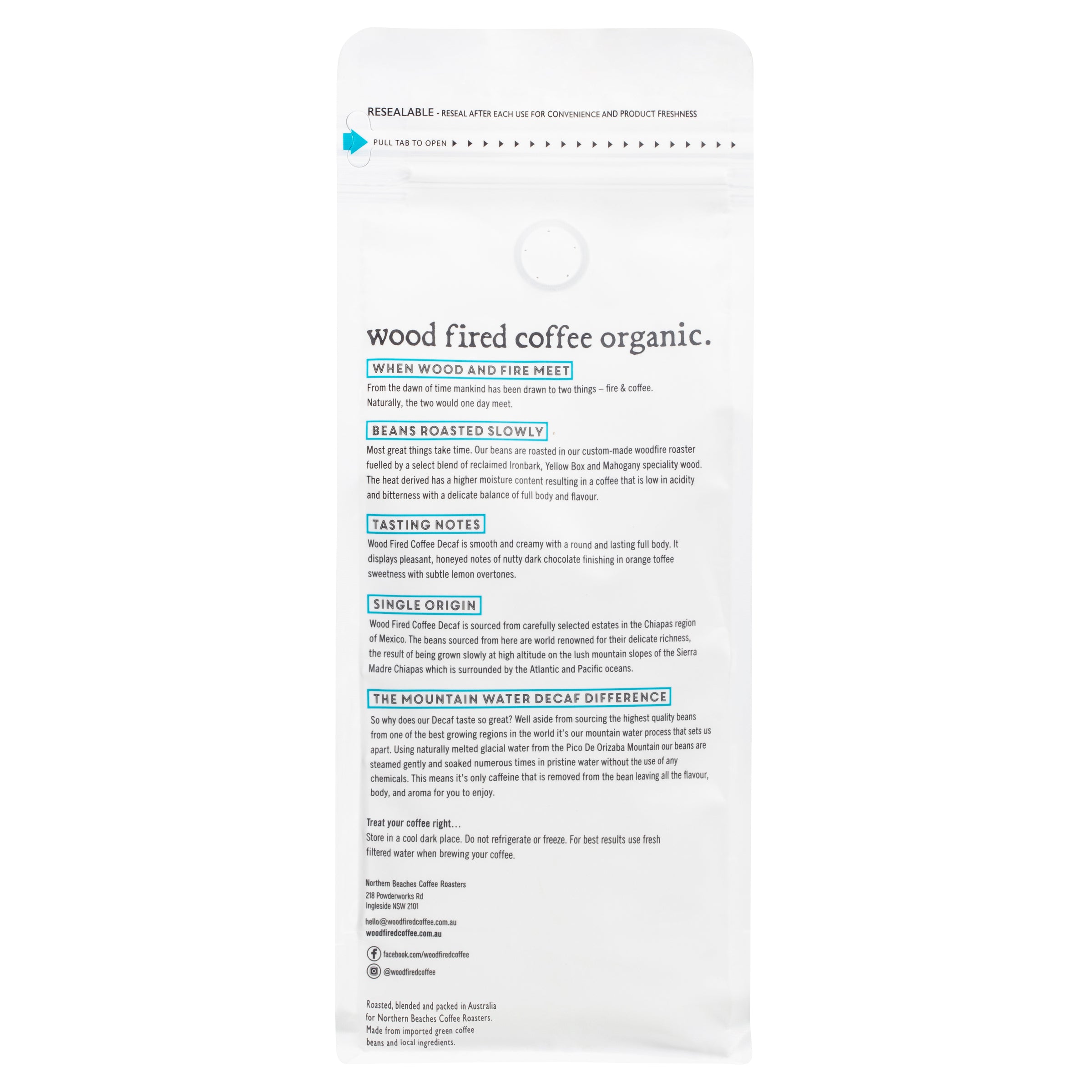 Wood Fired Coffee Decaf Ground 500g